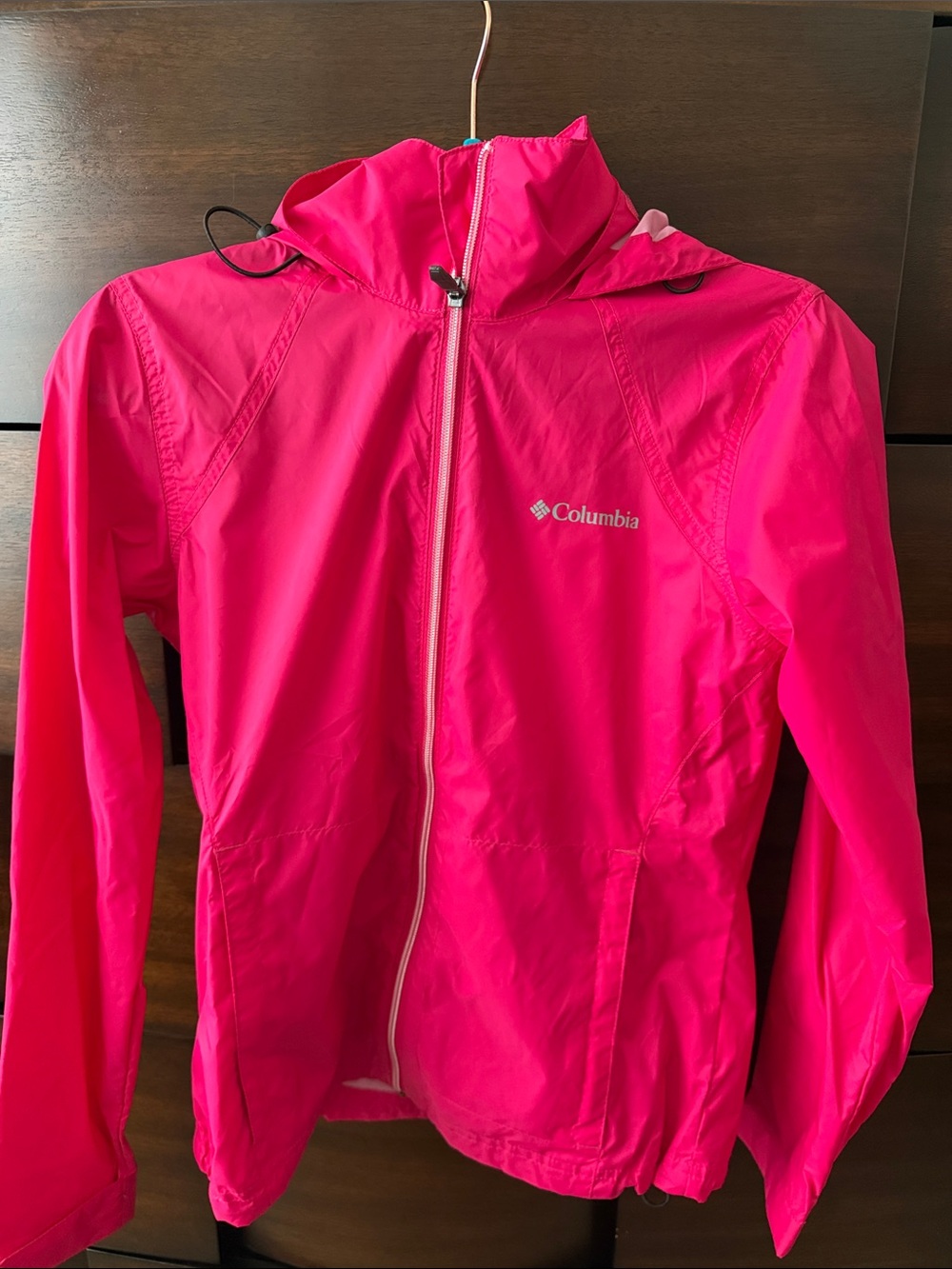 Columbia Bright Pink Lightweight Hooded Shell Jacket